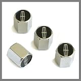 Lincoln Silver Logo Chrome Tire Stem Valve Caps