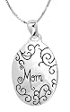 Sterling Silver "Mom, Before I Could Understand Your Words I Understood Your Love" Reversible Oval Pendant, 18"
