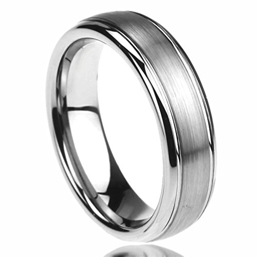 6MM Stainless Steel Wedding Band Ring Brushed Center Domed Classy (6 to 14)