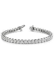 5.50 ct Ladys Round Cut Tennis Diamond Bracellet In 14 Karat White Gold