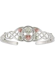 Black Hills Gold Tricolor Sterling Silver Cuff Bracelet