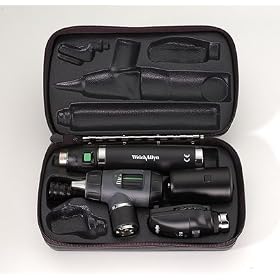 Diagnostic Set w/ Standard Ophthalmoscope Pneumatic Otoscope Convertible Rechargeable Handle in Hard