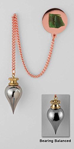Moldavite Pendulum with Copper Energy Generator, Bearing Balanced