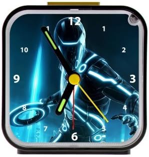tron legacy Custom Square Black Alarm Clock Travel Clock