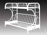 Twin Full Size Futon Metal Bunk Bed White Finish