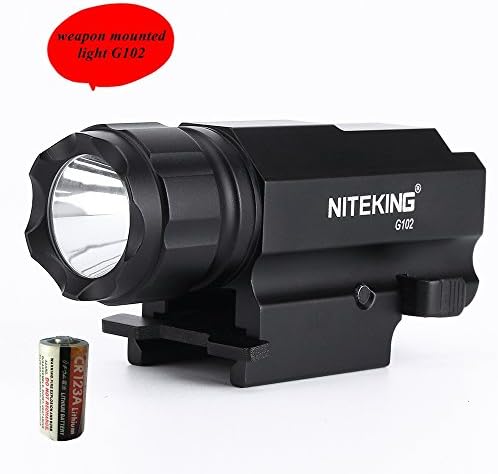 NITEKING tactical flashlight weapon mounted light weapons light for gun pistol handgun with Weaver Quick Release 2 Modes for Home Hiking Camping Hunting Sports Outdoor Activities