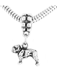 Sterling Silver Small Bulldog Dangle Bead Charm