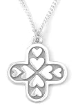 Sterling Silver Hearts Cross Pendant by Bob Siemon, 18