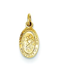 14K Yellow Gold Saint Christopher Medal Charm Jewelry