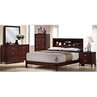 Baxton Studio Montana Mahogany Wood 5-Piece Queen Modern Bedroom Set, Brown