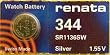 Renata Silver Oxide Watch Battery For 344 Button Cell