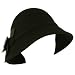 100% Wool Real Fur Floral Winter Structured Cloche Bucket Bell Church Hat Black