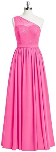 Floor-length Lace Azalea Bridesmaid Dresses Chiffon One-shoulder Neckline
