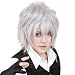 FENGSHANG Lolita Final Fantasy Hope Cosplay Short Wigs for Women and Men 14 Inches Silvery