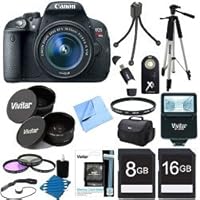 Canon EOS Rebel T5i 18.0 MP CMOS Digital Camera Digital SLR Camera Bundle with Lens, Carrying Bag and Accessory Kit (20 Items)