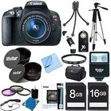 Canon EOS Rebel T5i 18.0 MP CMOS Digital Camera Digital SLR Camera Bundle with Lens, Carrying Bag and Accessory Kit (20 Items)