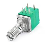 uxcell　ポテンショメータ　オン/オフスイッチ　B50K 50KΩ 5ピン　グリーン　調節可能