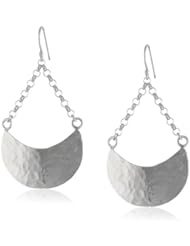 Sterling Silver Hammered Half-Moon Dangle Earrings