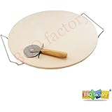 bbq factory&reg; 13 inch Round oven Ceramic Pizza Stone and Pizza Cutter, For Oven