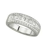 14K White Gold 1 1/4 ct. Round and Princess Cut Diamond Wedding Band