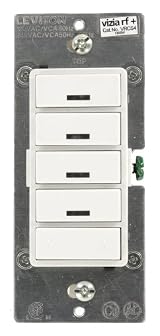 Vizia RF + 4-Button Scene Controller with Switch For Multi-Location Scene Control with Infrared Remote Capability, White/Ivory/Light Almond, VRCS4-MRZ