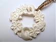 CARVED BONE HONU & DOLPHIN ROUND HAWAIIAN PENDANT
