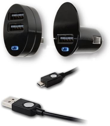 Qmadix Micro USB Mobile Duo Charging Kit with USB Mobile Charging Hub - 1.0AMP, Dual Port USB Splitter and Micro USB Charging/Sync Cable - Car Charger - Retail Packaging - Black