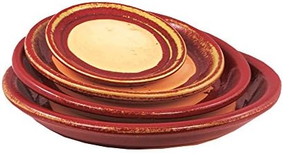 New England Pottery Saucers Tundra Cache Oxblood (Set of 4), 8-15"