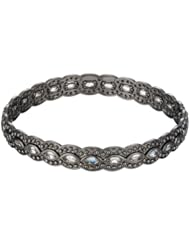 White Topaz Black Lace Bracelet in Gunmetal Sterling Silver