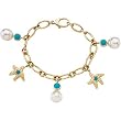 14K Yellow Gold South Sea Cultured Pearl and Turquoise Bracelet