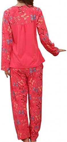 VENTELAN Women's Cotton Cute Bowknot Long Sleeve red Pajamas Sleepwear