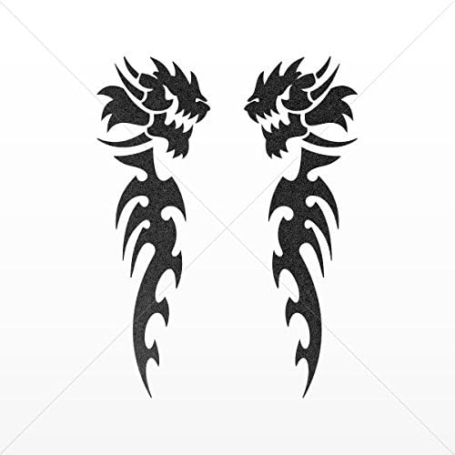Decals Decal Pair Of Dragons Decoration Waterproof Racing Vehicle Tabl Mettalic Black (40 X 13.3 In)