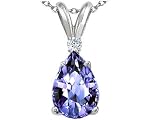 1.03 cttw Genuine Tanzanite and Diamond Pendant - 14kt White or Yellow Gold