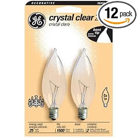 GE 47933-12 Decorative Bent Tip Light Bulb, 12-Pack by General Electric