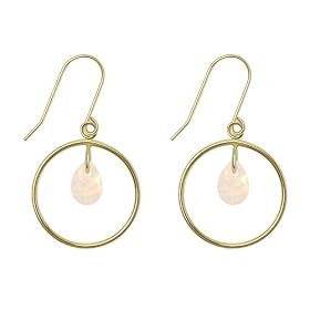 10k Yellow Gold, October Birthstone, Synthetic Opal Briolette Dangle Earrings by Amazon.com Collection