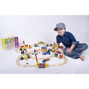 100 Piece Wooden Train Set Track fits Thomas Wooden Railway and Brio by 
