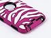 ULAK Combo Black Hard PC and Hot Pink Zebra Design Soft Silicone Case Cover For iPod Touch 4 4th