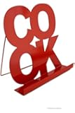 Red Enamel Metal Kitchen "Cook" Words Recipe Book Stand Holder Easel
