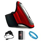 Red Durable Moisture Resistant Neoprene Protective Exercise Workout Armband ....