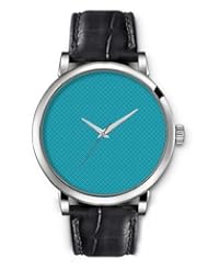 SPRAWL Aanalog Fashion Series Silver Ladies Watches of Genuine Black Leather Strap,Unique Wrist Watch for Women Girls Designed with Small blue boxes