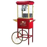 Great Northern Popcorn Red Princeton Antique Style Popcorn Popper Machine Complete with Cart and 8-Ounce Kettle