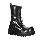CAPTOR-207, 2 1/4 Gothic Lace-up Calf Boot, Demonia by Pleaser USA