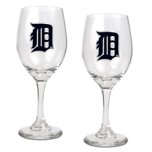 Detroit Tigers MLB 2pc Wine Glass Set - Primary Logo