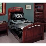 4 Piece Set Twin Size Bedding - NFL Football Oakland Raiders Comforter, Pil ....