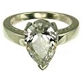 Silver Ladies Teardrop Cubic Zirconia Solitaire Ring