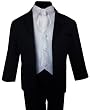 Gino Giovanni Usher Tuxedo Boy Black with White Vest and Tie From Baby to Teen