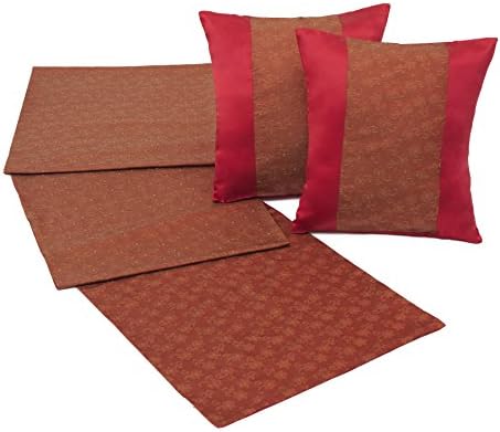 Luxury Linens Hotel Silk Bed Runner Set 98 X 21 Inches Includes 2 Matching Pillow Shams 18 X 18 Inches (Persimmon)