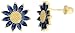 14k Yellow Gold 3/8 (10mm) tall Sunflower Stud Earrings, w/ Marquise Cut Blue Sapphire-colored CZ Stones