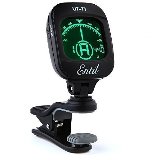Entil Guitar Tuner Clip On Electronic Digital Tuner for Guitar, Bass,Violin, Ukulele, and Chromatic Tuner Modes, Black, Battery Included