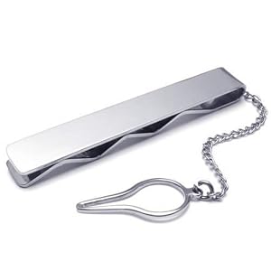 KONOV Pince À Cravate Homme - Haute Qualité - Acier Inoxydable - Cadeau pour Homme - Couleur Argent - F22025